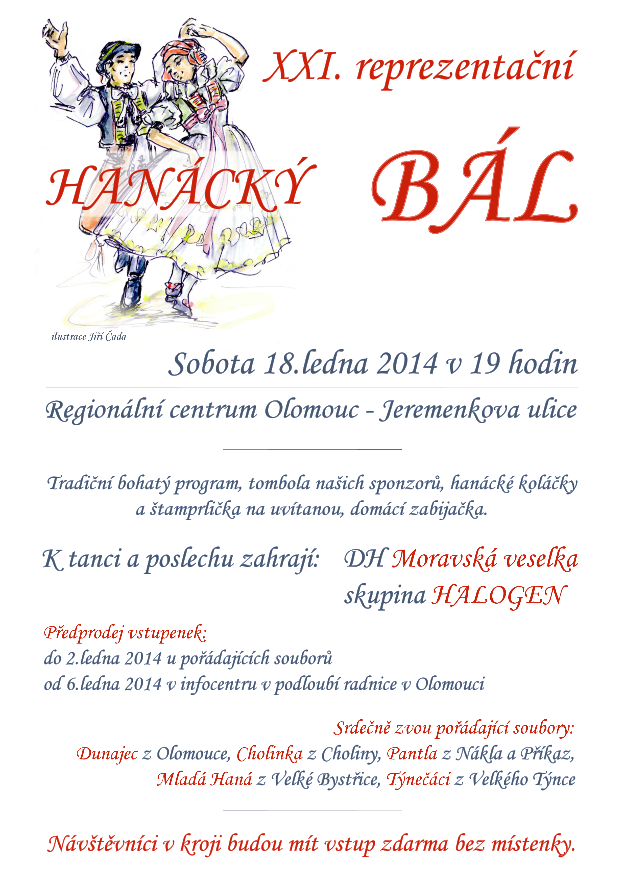 Tradiční XXI. Reprezentační hanácký bál v Olomouci.
